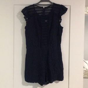 navy blue lace romper